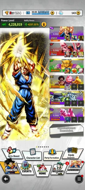 ANDROID+IOS- UL Buu han+New LR Vegito Full+Sp GokuVegeta 10s+Some Legends Limited+ Good Equipment (D145)