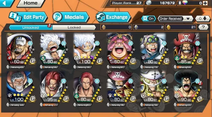 BR669-IOS+Android-10 Ex(Gear 5 v2+Garp+Shank v4+Roger v2+Akainu+White Beard+Big Mom)+Good Medal+Support 144%+Jimbei v2+Oden v2+Egg Luffy+Koby