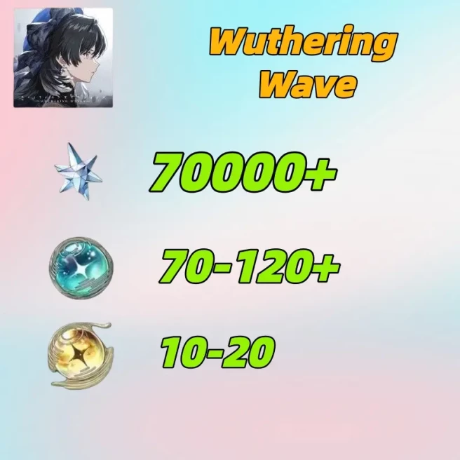 Europe///Astrite：70000+|Lustrous Tide：70-120|Radiant Tide：10-20|1-10 weapons|Microsoft Mailbox/Email|safe and stable|Wuthering Waves