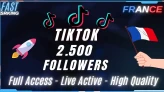 2.500 TikTok Followers Account / Live Studio / France / High-Quality