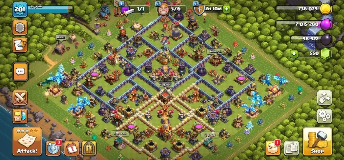 TH 16 Max, 10 Equipment Epic, Defense Max, Wall Max, Hero High Level, 6 Hero Skin, Magic Items