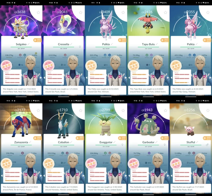 Level 72 PoGo -- 13M Stardust, 100IVs Solgaleo, 1 Shundo Legend, 2 Gigantamax, 35 100IVs Pkm, 2 100IVs Legends, 11 Shiny Legends. d290