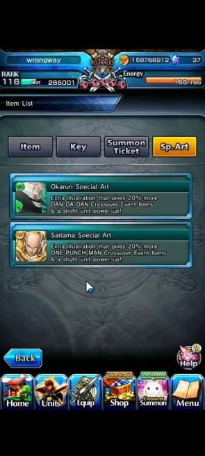 Global|Rank 116|2 SP.Art|22 Ascend|OkarunTW,ShadowTW,BetaTW,EmiyaTW,MomoTW,ChloeTW,Human IsliidTW,etc|Lpot 408|Check SS (GS1995)