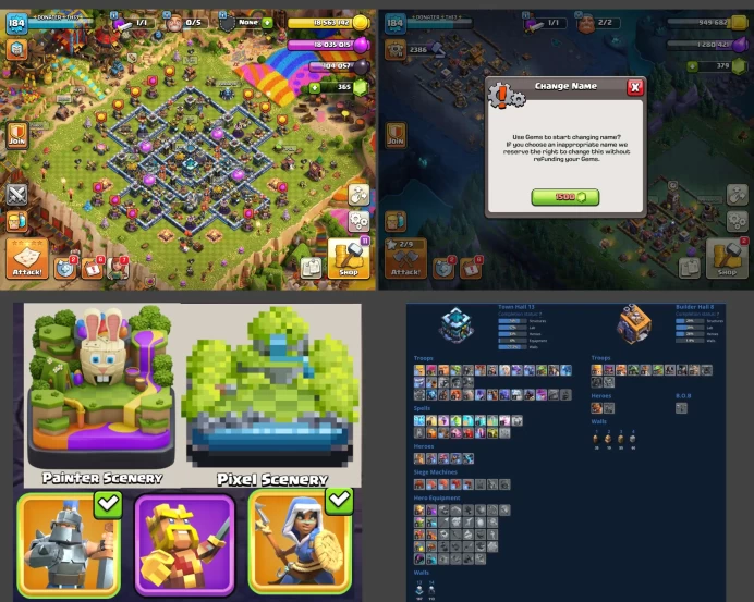 ■TH:13 (+60%) ■Heroes: K45 Q51 P40 W27 C24 ■Skins:5 ■SW:1115 ■BH:8 ■Full Access ■Instant Delivery ■A6056