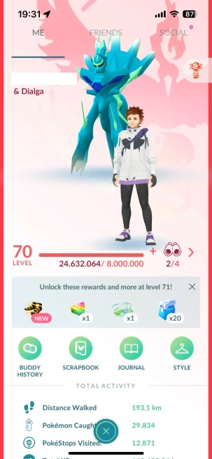 Level 70, 2 Legendary IV100, 128 Pokemon 3000CP+, 109 Shiny, 133 Legendary, 427 IV 100, 11 Shiny Legendary, 22 Shadow Legendary