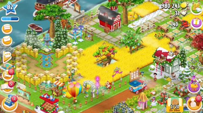Sale Level 82 barrn 3850 silo 900. Available 800 vouchers+1m coins. Level town 11. The machine is well-made. It has many attractive decorations