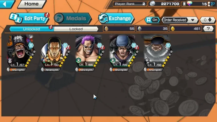 Global|5 EX|4Emperor Teach,[Borsalino],FilmZ Zephyr,BP Kuzan,5Elder Saturn|Rank 2|LogBandai|CheckSS(OPBR1955)