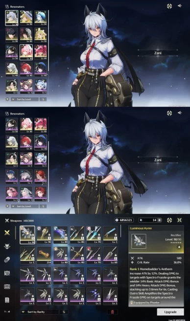 All Platform - EU - Union66 - 21 character 10 5'Star - 7 Weapon 5'Star - Zani - Phoebe - Shorekeeper - Chisa - Aemeath - Code1488