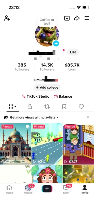 Instanly Delivery/Germany Monetized 14K Real Followers+600K Real Likes Account/ Creator Rewards Program Activated/ Live Stream/ Full Access