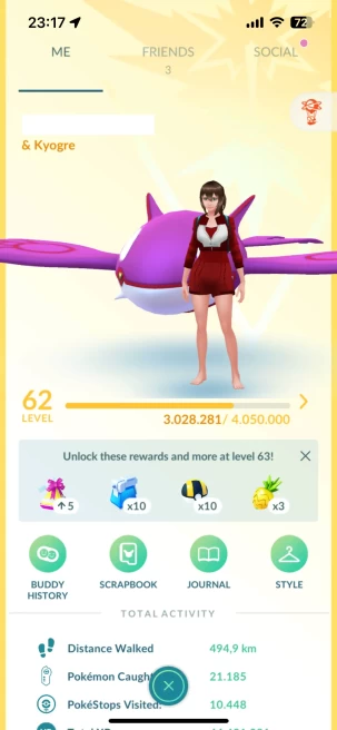 Level 62, 2 Legendary IV100, 28 Pokemon 3000CP+, 85 Shiny, 152 Legendary, 136 IV 100, 11 Shiny Legendary, 35 Shadow Legendary