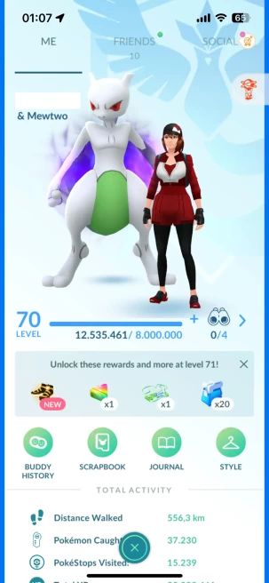 Level 70, 3 Legendary IV100, 33 Pokemon 3000CP+, 110 Shiny, 218 Legendary, 229 IV 100, 8 Shiny Legendary, 78 Shadow Legendary