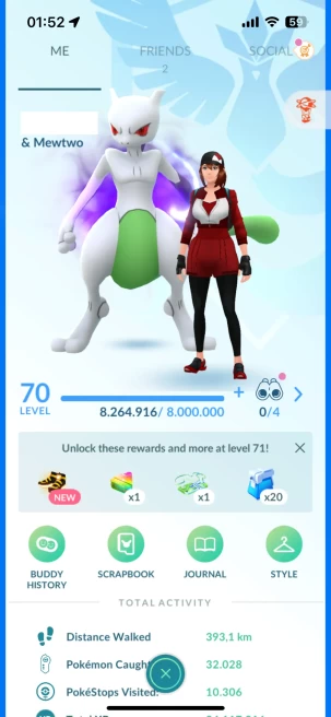 Level 70, 1 Legendary IV100, 23 Pokemon 3000CP+, 98 Shiny, 206 Legendary, 173 IV 100, 14 Shiny Legendary, 89 Shadow Legendary