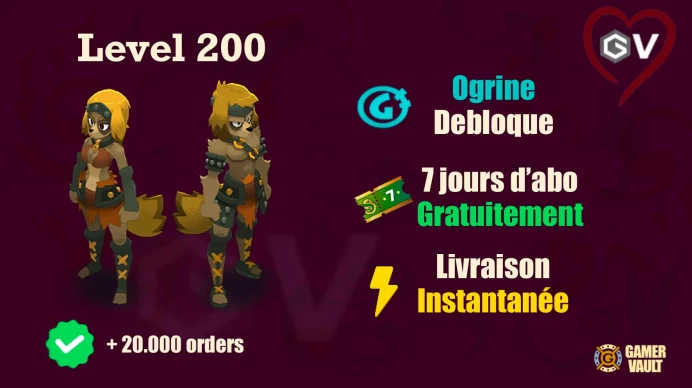 HellMina Ouginak Niveau 200 Livraison instantanée + 7 Jours Abonnement Bonus - Niveau 200 - LVL 200 - Compte UP à la main