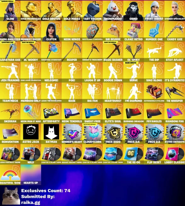 [3in1] / Instant • FN (All Platforms) • 201 skins • Glow • 3 gold skins • Leviathan Axe • Rage • Full Access • 2 Gifts