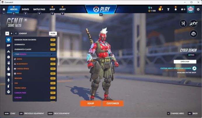 CYBER DEMON / MERCY / 11 Gold Weapons / Full Mail Access/ see the picture / Please Read Description/ yy1