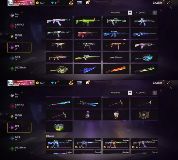 iOS/Android - Server EU - Level 54 - Rank Silver - Set 19 - Emote 14 - Weapon 104 - Mythic 13 - Epic 29 - Code1493