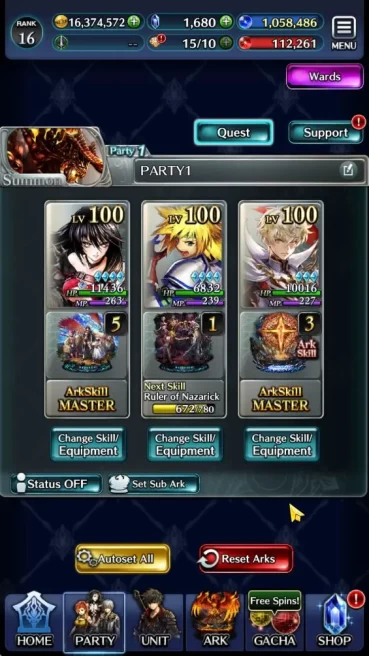 GLOBAL | Rank 16 | Stahn Aileron, Velvet Crowe, Kyle Knight of Pale Flame, Mia, etc|3 UR, 2 LR , 29 SSR ARK | CheckSS (LC1058)