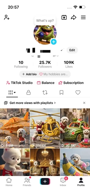Instanly Delivery/ Monetized 25k Followers+100K Likes Account/ Creator Rewards Program Activated/ Live Stream/ Full Access