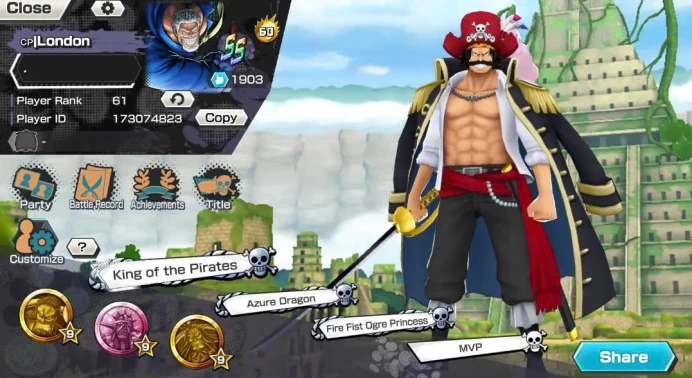 BR675-IOS+Android-Hyber 60+Roger Skin Full Boost+10 Ex(Gear 5 v2+Garp+Zoro+Kaido+Snake+Yamato Ace+Shank v2+Vip Medal+Support 167%+Many BF Max
