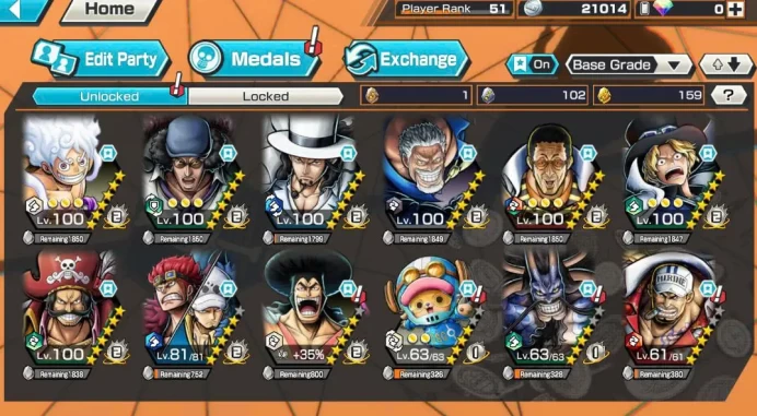 BR678-IOS+Android-Hyber 47-10 Ex Meta(Gear 5 v2+Kizaru+Garp+Sabo+Kuzan+Lucci+Roger Skin)+Good Medal+Support 162+Many BF Max+Good Account