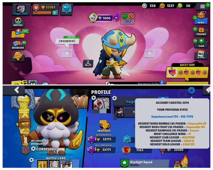 BS 53.7k TROPHY, 99/99 UNLOCKED, 46 HYPERCHARGED, 1 MAXED, 320 OP SKINS [8 MYTHIC+10 LEGENDARY+5 HYPERCHARGED] , 773 PINS, 345 ICON,179 SPRAYS
