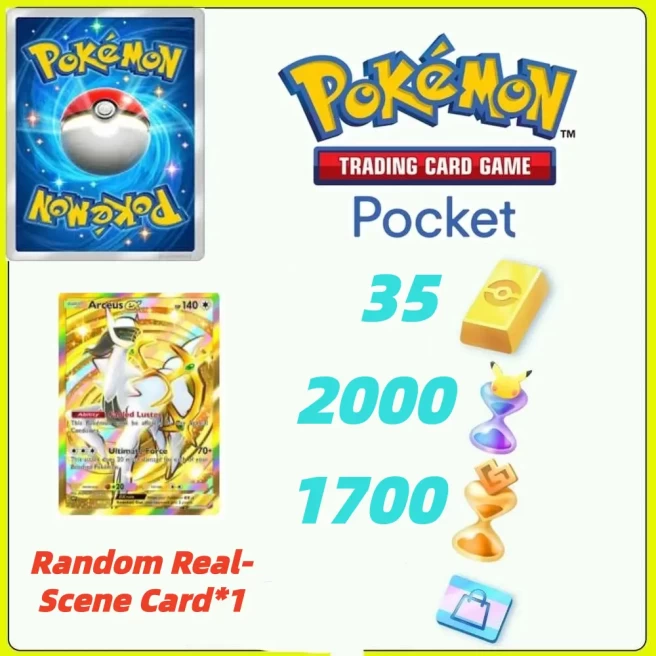Global Server /Arceus ex+ Pokémon Gold Bricks*35 - Pack Opening Hourglass*2200- Challenge Hourglass*1700- -Real Scene Card*1/Android/iOS interop