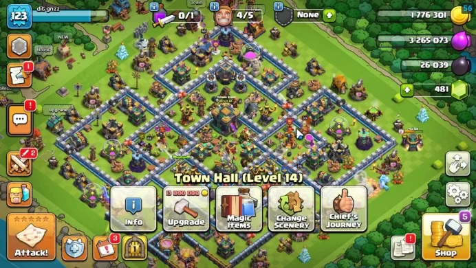 TH 14 - BH 8|LV 202|HH 8|BK 53,AQ 64,GW 44,MP 27,RC 25|486 Gems|CN ON|Protect OFF|TAKE MAIL(COC2010)