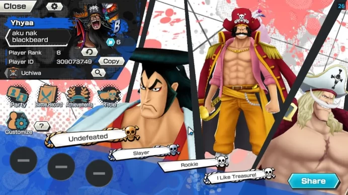 Global|7 EX|BP Kuzan,KOP Gol D.Roger,G5 Monkey D.Luffy,RO Roronoa Zoro,GP Edward Newgate|Rank 8|LogBandai|CheckSS(OPBR1974)