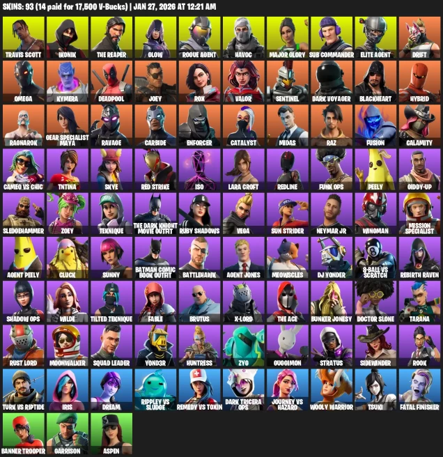 93 Skins + Ikonik + Travis Scott + The Reaper + Take The L + Glow
