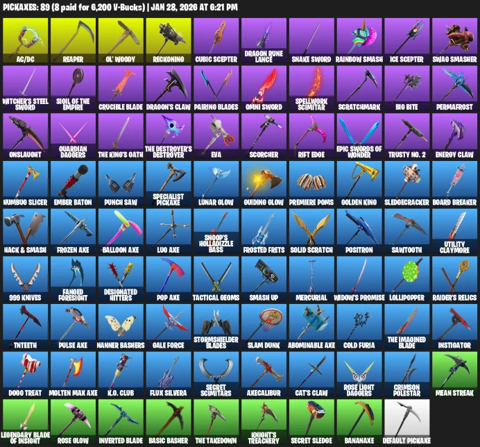 121 skins | OG Skull Trooper | Black Knight | The Reaper | Omega | Dire | Drift | Floss | Take The L | OG STW