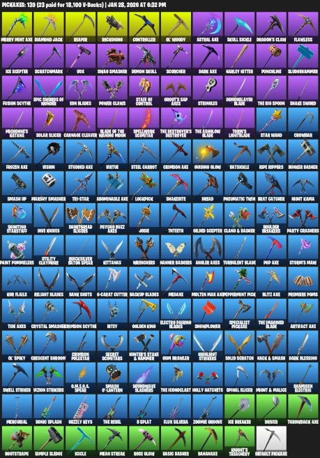 176 Skins | OG STW | Wonder | IKONIK | Travis Scott | Neo Versa | Glow | Clutch | Merry Mint Axe