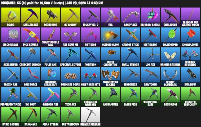 77 Skins + Black knight + Ikonik + Galaxy + OG Stw (Ultimate edition )