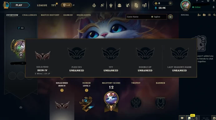 NA - SAFE SEASON16 IRON 4 0LP | 58900 BE | PLACEMENTS DONE | 2W 20L | INSTANT DELIVERY | LOW MMR | UNVERIFIED EMAIL | IRON IV | #2878