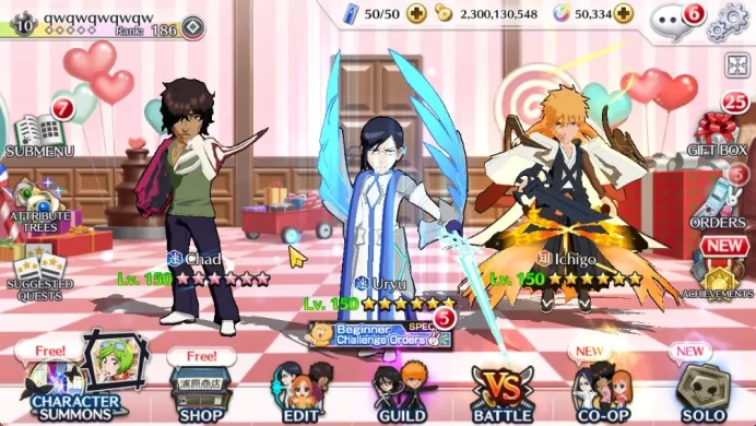 [GLOBAL]50K Orb|10th Anniv(Rukia,Ichigo),Valentine2026(Yachiru,Rukia),Aizen Renewed,Ururu,Kon,Etc|5K AccTic|Klab ID(BBS2372)