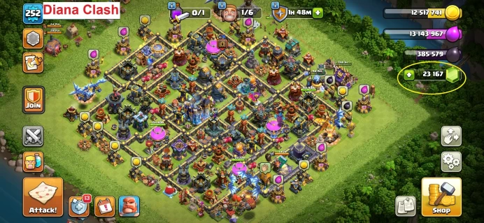 TH18-XP252-(23K Gem-4Hero Max Tan 17-28 Wall Max-Free Name Change)-7 Hero Skins-169 League Medals-Lifetime Warranty-Immediate Delivery