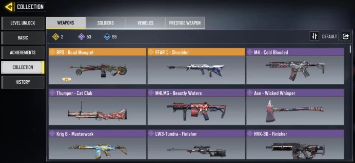 legend gun 2 | LVL 144 | Epic Guns 53 | character Epics 21 | C: 4K | code 6618 | Saved:Activision
