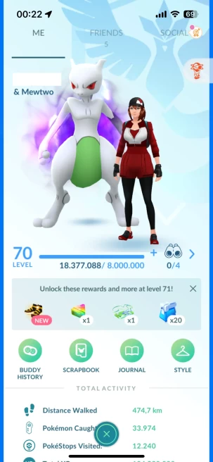 Level 70, 2 Legendary IV100, 21 Pokemon 3000CP+, 97 Shiny, 208 Legendary, 198 IV 100, 15 Shiny Legendary, 79 Shadow Legendary