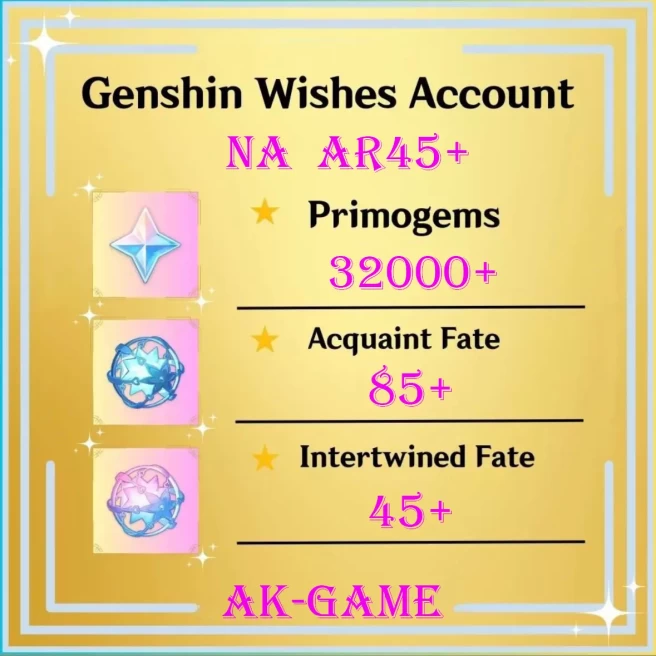 【NA】/ 32000+Primogems / 85+Acquaint Fate / 45+Intertwined Fate / Wish Reroll Account 3*10000 Primogems