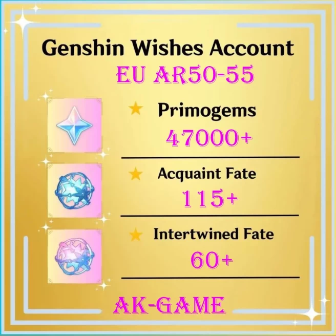 【EU】/ 47000+Primogems / 118+Acquaint Fate / 60+Intertwined Fate / Wish Reroll Account 4*10000 Primogems