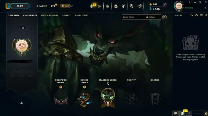 EUW - SAFE SEASON16 IRON 4 0LP | 37700 BE | PLACEMENTS DONE | 0W 17L | INSTANT DELIVERY | LOW MMR | UNVERIFIED EMAIL | IRON IV | #2880