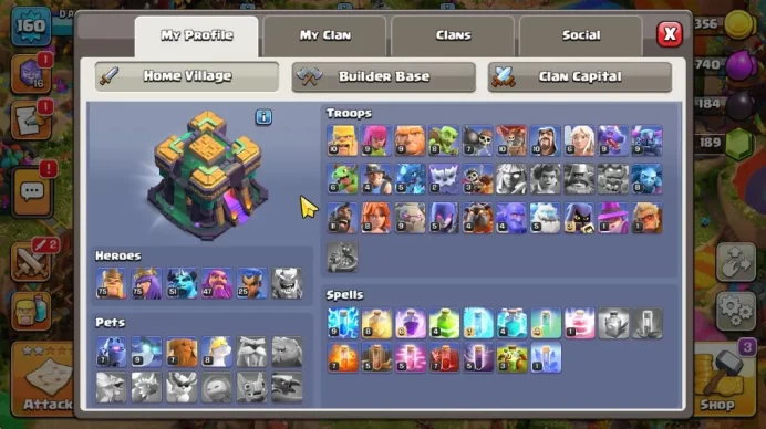 TH 14 MAX - BH 8|LV 160|HH 8|BK 75,AQ 75,GW 51,MP 47,RC 25|CN OFF|Protect OFF|TAKE MAIL(COC2013)