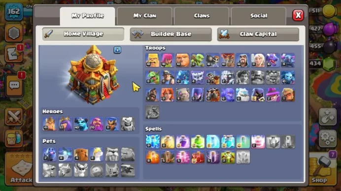 TH 14 - BH 7|LV 159|HH 8|BK 40,AQ 73,GW 52,MP 41,RC 18|CN OFF|Protect OFF|TAKE MAIL(COC2017)