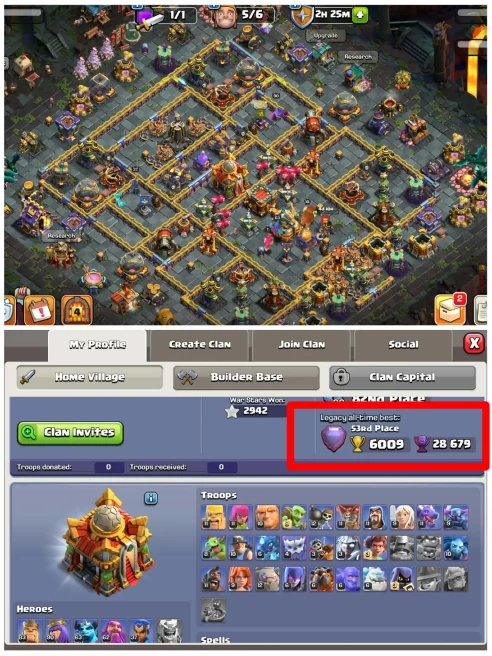 [53 Global Rank]||Th16 World Best Rare||6009 All Time Best||28679 Legendary Trophy||17 Skins With Shadow Scenery|Exp:252