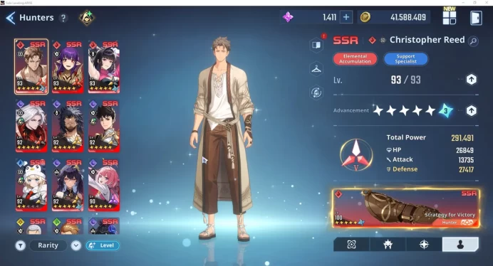 1.1M Power| 26 SSR| 8 A5+ Hunter (Reed,Esil,Kanae,Halat,Il-Hwan,Kihoon,Isla)+Sign,Harper,etc |Redmail+Ggl| Check SS (SL1202)