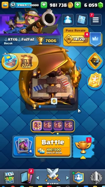 Lv 58|Free COC|Trophy 7006|KTL 15|Limited Skin|Card 121|1 Hero 12 EVO 8 Champ 21 Legendary|5 WildShard+6K Gems|TakeEmail(CR1520)
