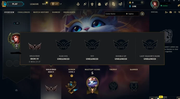 NA - SAFE SEASON16 IRON 4 0LP | 59000 BE | PLACEMENTS DONE | 0W 20L | INSTANT DELIVERY | LOW MMR | UNVERIFIED EMAIL | IRON IV | #2886
