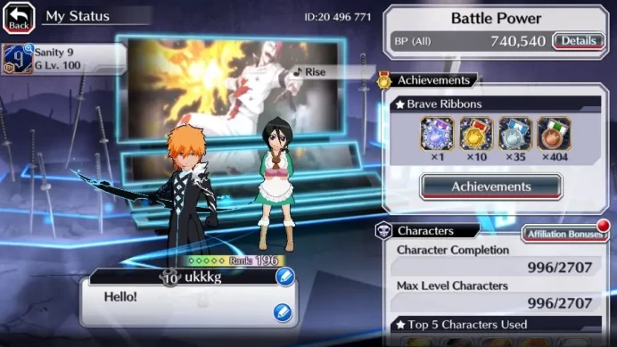 [GLOBAL]50K Orb|10thAnniv[Rukia],9thAnniv[Kenpachi+Ichigo],Renewed[Byakuya+Aizen]Valentine26[Rukia+Yachiru],Etc|Klab ID(BBS2387)