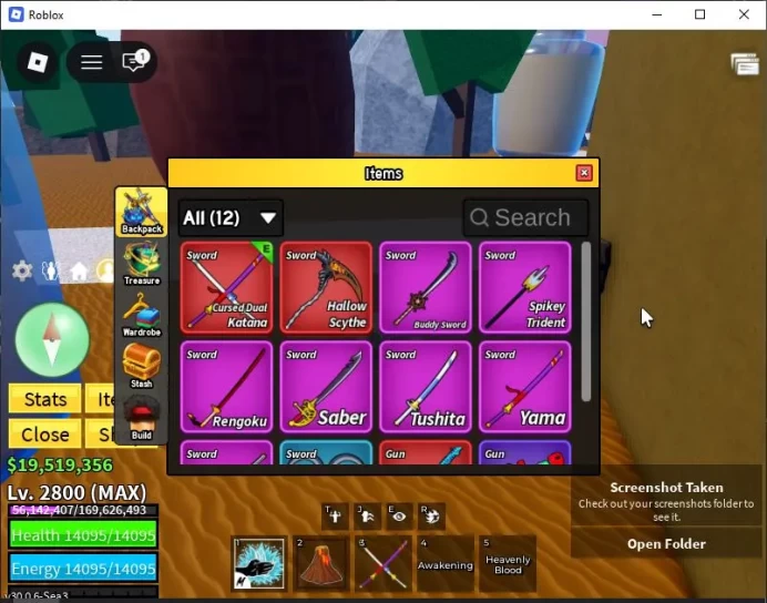 Blox Fruit|Lv 2800|Angel V4|3 Myth WP(Skull Guitar,Hallow Scythe,Cursed Dual Katana)+Sharkman Karate|TakeMail| Check SS (RBL869)