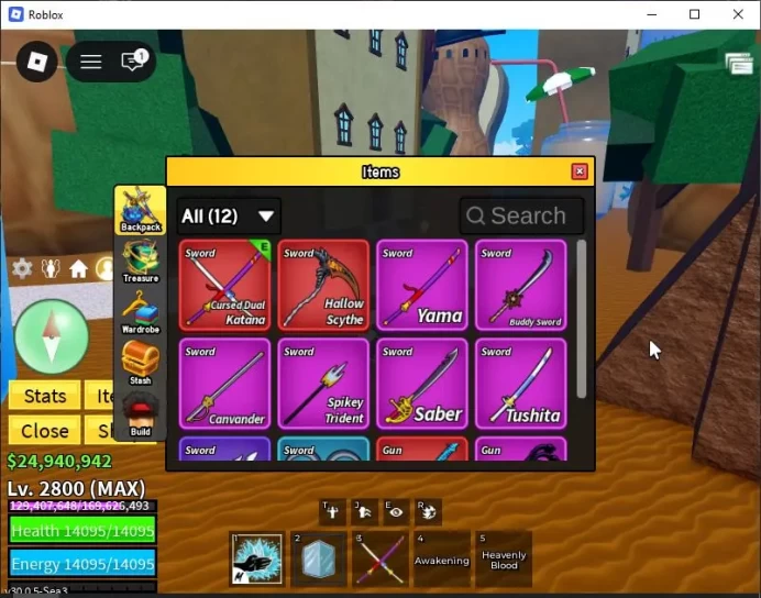 Blox Fruit|Lv 2800|Angel V4|3 Myth WP(SGuitar,HScythe,CDKatana)+2 Myth Fruits (Shadow,Dough) |TakeMail| Check SS (RBL870)