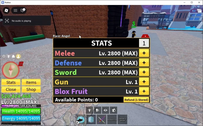 Blox Fruit| Lv 2800| Angel V4| 2 Myth WP (Cursed Dual Katana & Skull Guitar) + Blox Fruit Mammoth (RBL882)